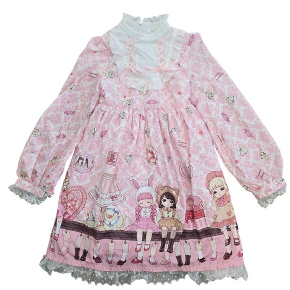 Angels Heart Honey Jam Sweet Lolita Dress size M Pink Lace & Ribbon - Picture 2 of 11